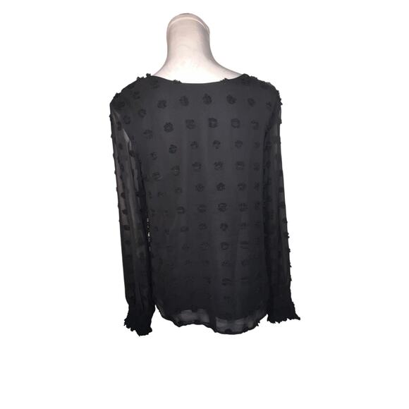 Blooming Jelly Chiffon Pom Pom Elastic Ruffle Cuff Sheer Gothic Blouse Women's S - Picture 5 of 8